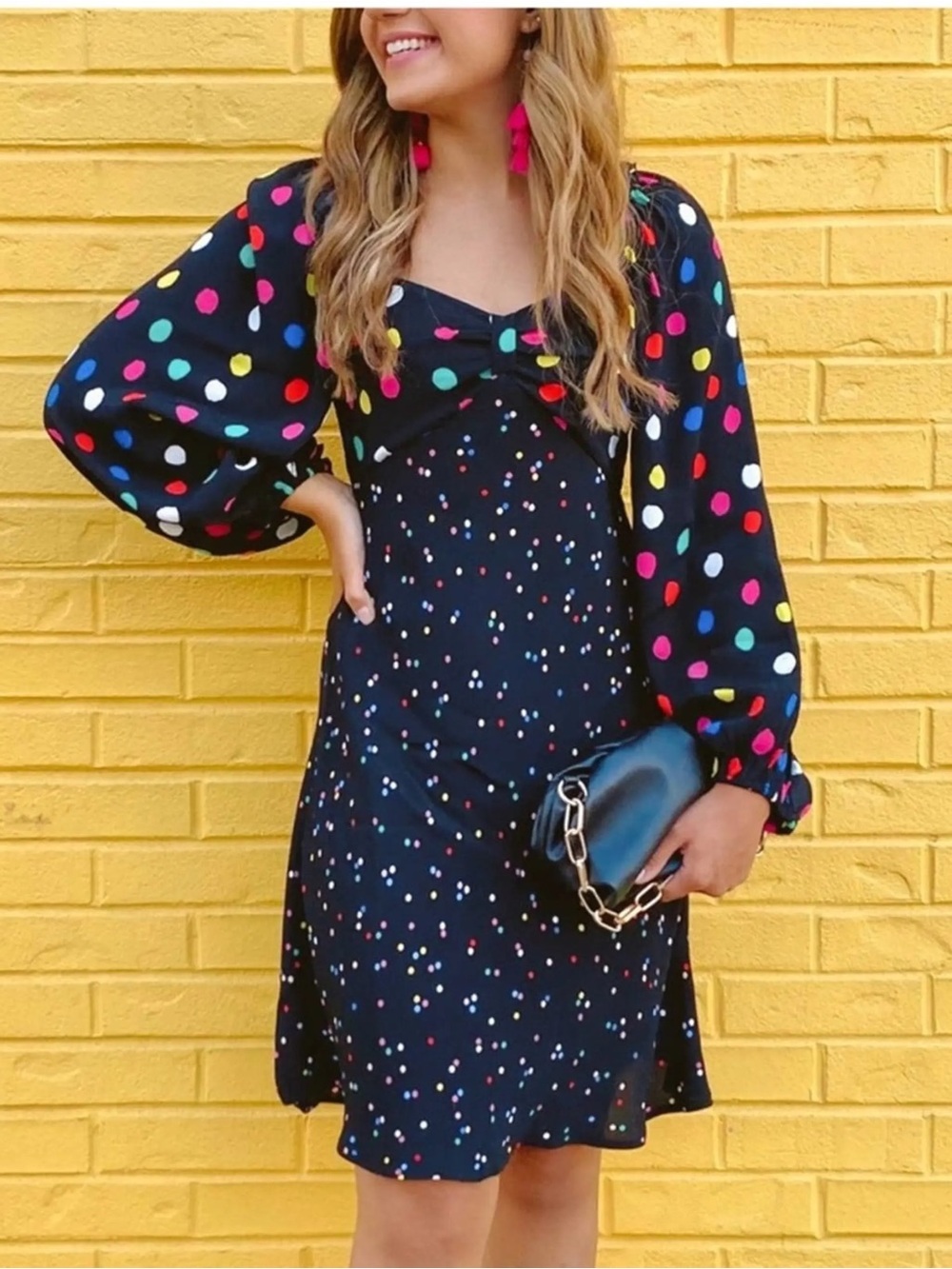 ✨rixo x target black multicolor polka dot long sleeve dress✨